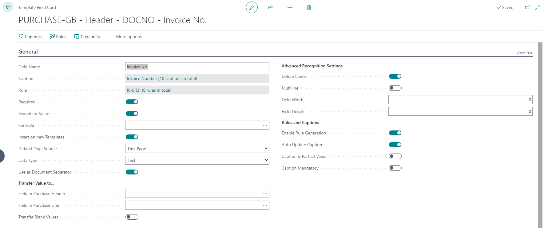 Template field card docno