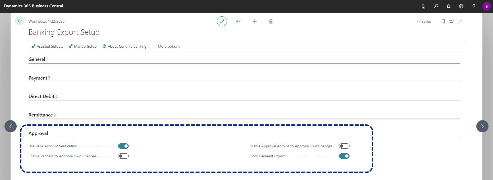 CB BankingExportSetup Approval