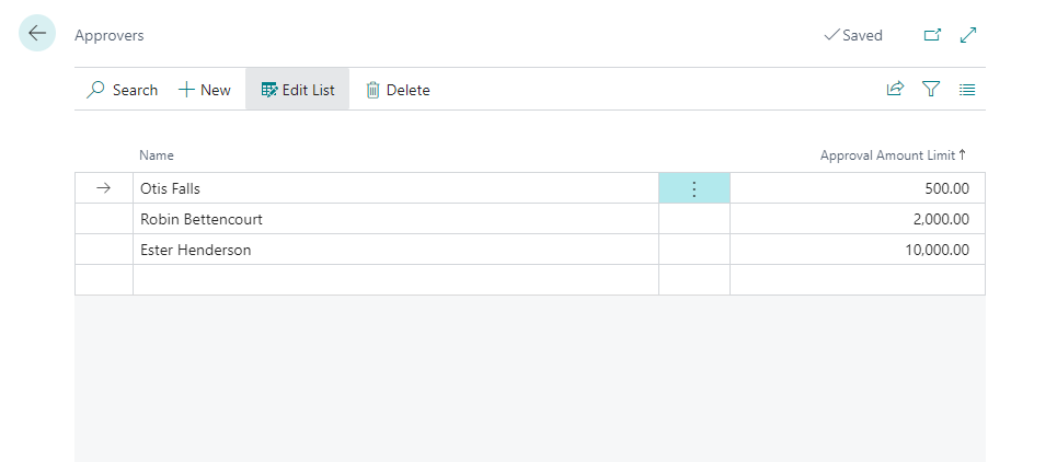 Approvers in approval list for approval flow