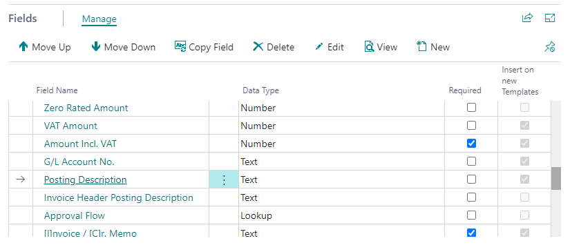 Template fields focus on list and actions