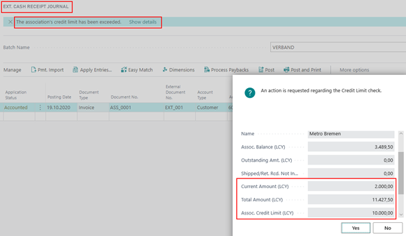 Credit Limit Notification Journal