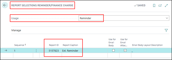 Setup ext. Reminder