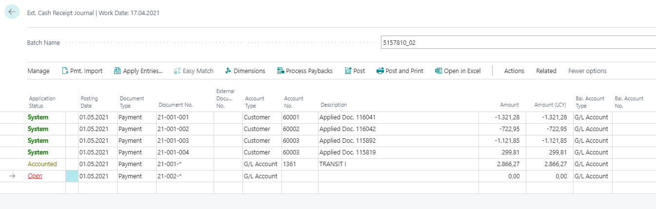 Payment Import Lines II