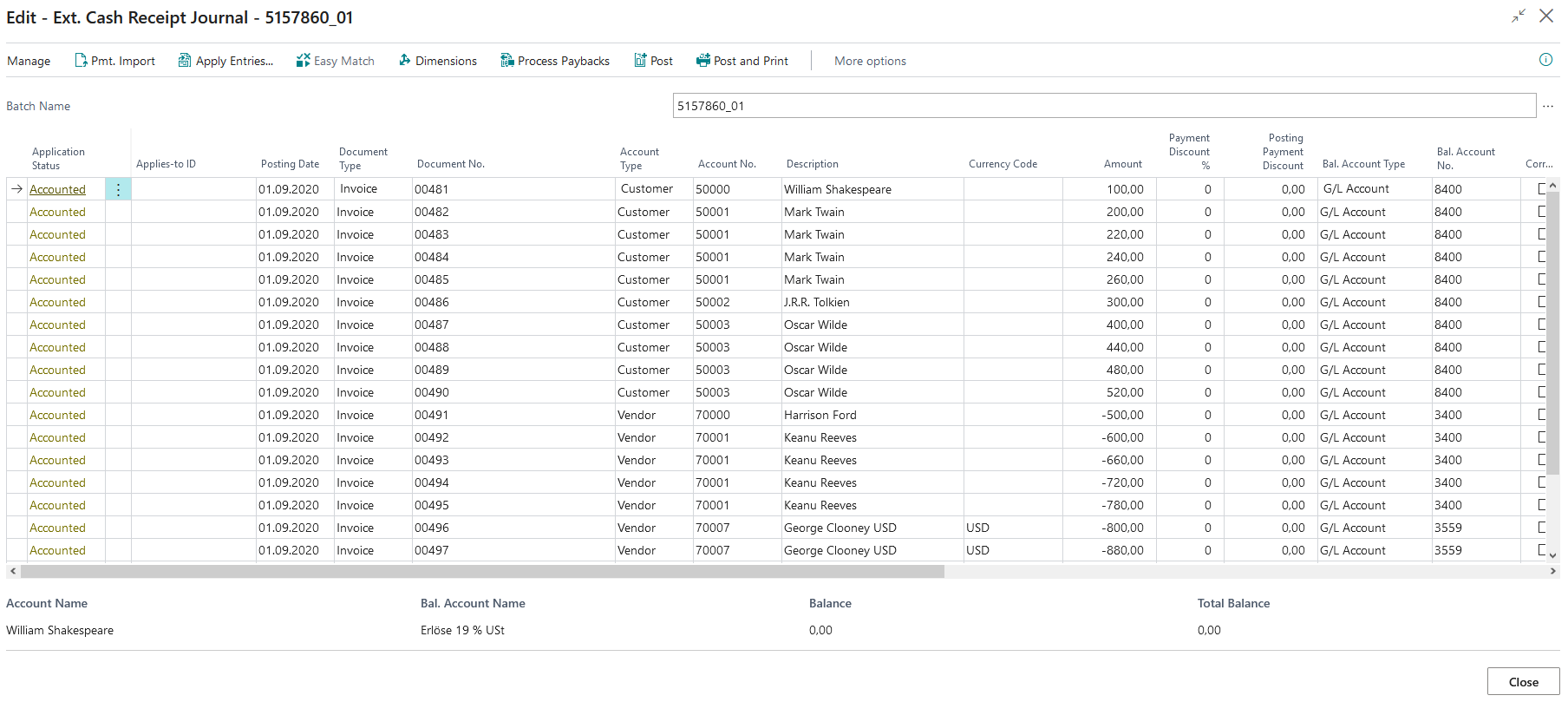 Journal Pmt. Export Entries