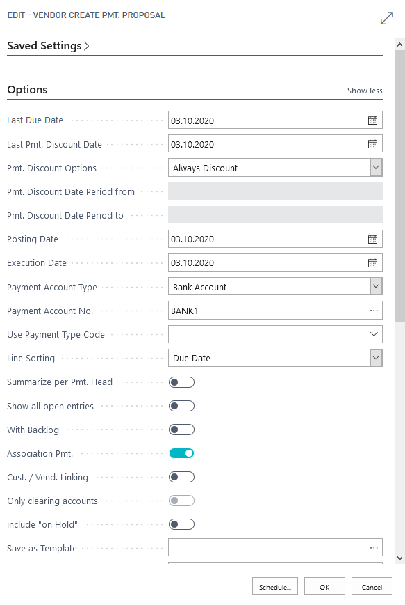 Create vendor payment proposal