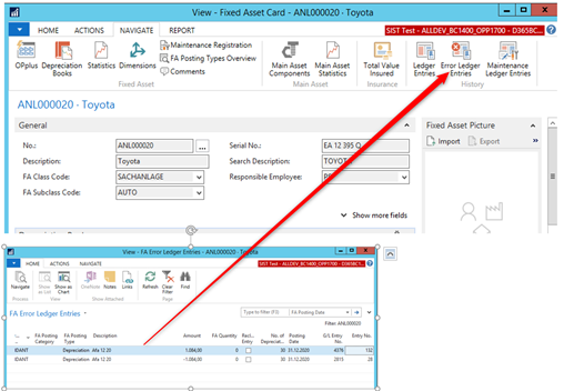 Error Ledger Entries Action