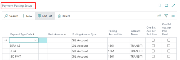Payment Posting setup