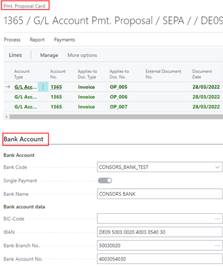 GL account payment proposal