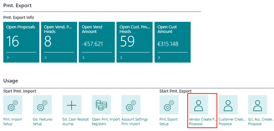 Create vendor payment proposal Role Center