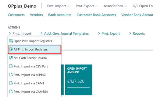 All Pmt. Import Registers