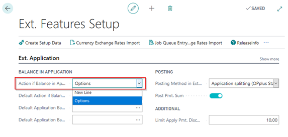 Balance in Application Options