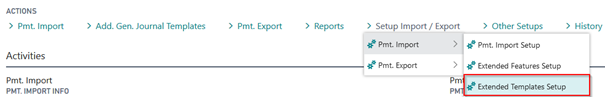 Ext. Templates Setup Menu