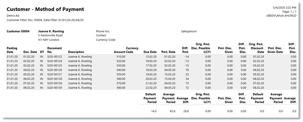 Customer Method of Payment Preview